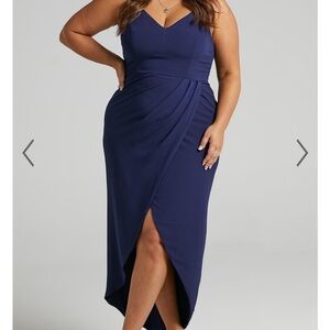 Showpo Blue Asymmetrical Sheath Dress for Cocktail